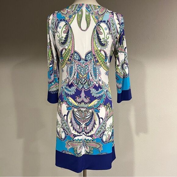 Donna Morgan Multicolor Paisley Print long sleeve Dress size 4 - Picture 7 of 14